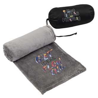 R08097 - Eddie blanket in pouch, grey 