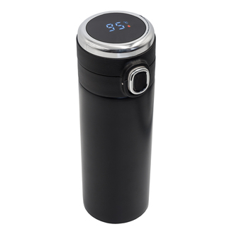 R08438 - 420 ml Bounce  vacuum mug with thermometer, black 