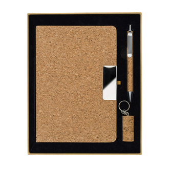 R17017 - Sydney gift set: 64GB USB memory stick, notebook and pen, beige 