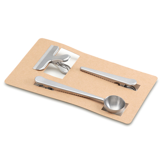 R17102 - Kaffi measuring spoon and clips set, silver 