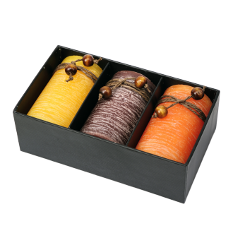 R17476 - Scented candle set, brown/yellow 