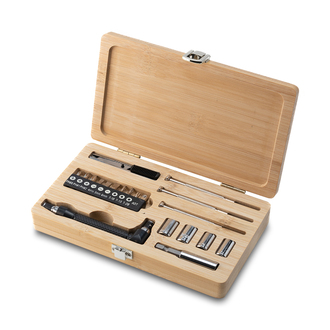 R17489 - Pattaya tool set in a bamboo box, brown 