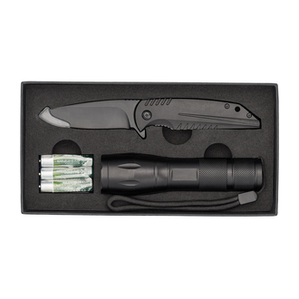 R17569 - Mezus Knife set with flashlight, black 