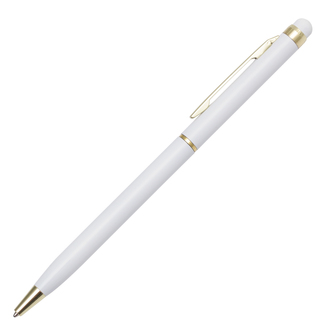 R73409 - Touch Tip Gold aluminium ballpen, white 