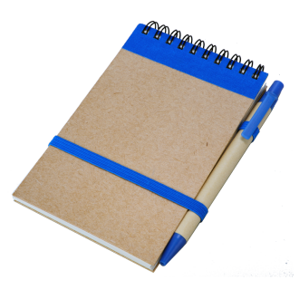 R73795 - Kraft notepad with ballpen, blue/beige 
