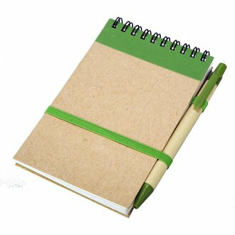 R73795 - Kraft notepad with ballpen, green/beige 