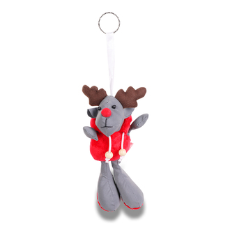 R73839 - Reindeer reflecive keyring, grey/red 