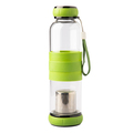 R08268.05 - 550 ml Sulmona glass bottle with tea infuser, green 