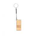 R22828.13 - Bamboo keyring with phone stand. Place the phone in a horizontal position., beige 