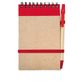 R73795.08 - Kraft notepad with ballpen, red/beige 